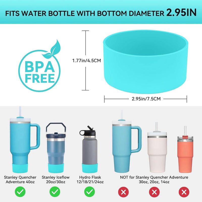 PICcircuit 2PCS for Stanley Boot, Silicone Bottom for Quencher Adventure 40oz 30oz IceFlow 20oz 30oz Bottle&for Hydroflask Tumbler 12-24oz for Stanley Cup Accessories Avoid Scratches&Noise - Image 2